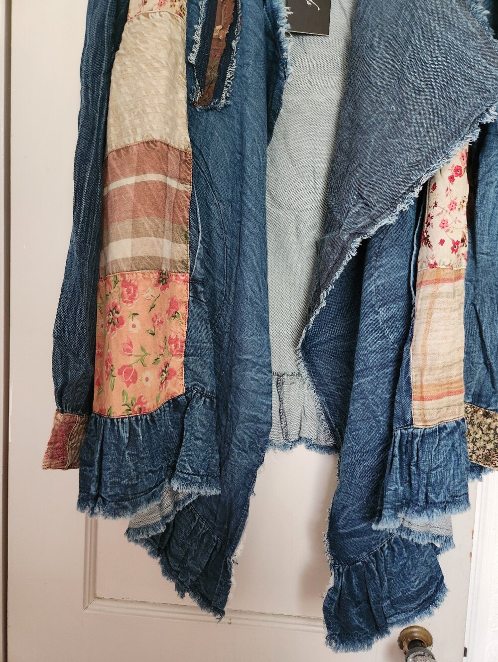 Young Threads Boho Patchwork Blue Denim Open-Front Jacket - Picture 11 of 12